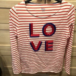 BODEN RED AND WHITE STRIPED TOP SIZE 10